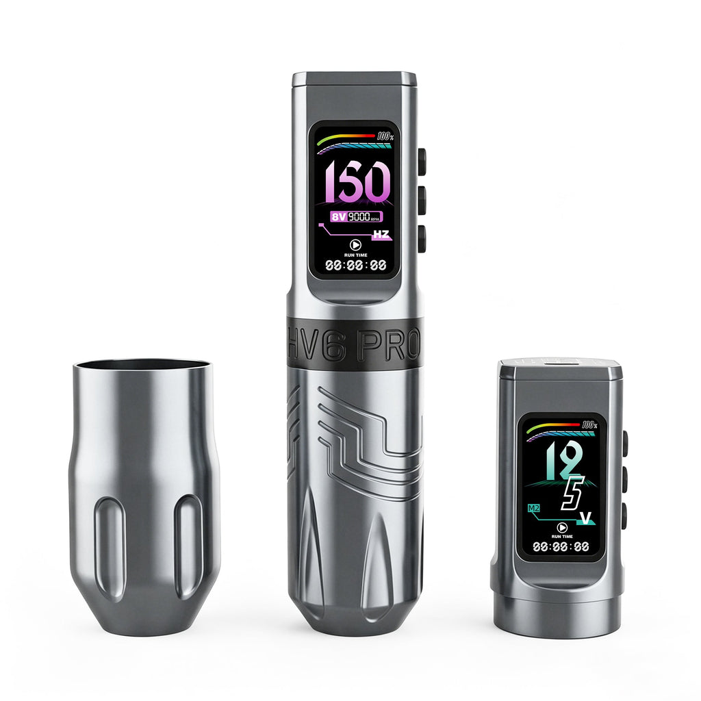 INKSOUL® Tattoo Machine Wiresles Pen 4.2MM Strokes Two Grips Two Batteries Two Modes 2 in 1 | HV6 PRO