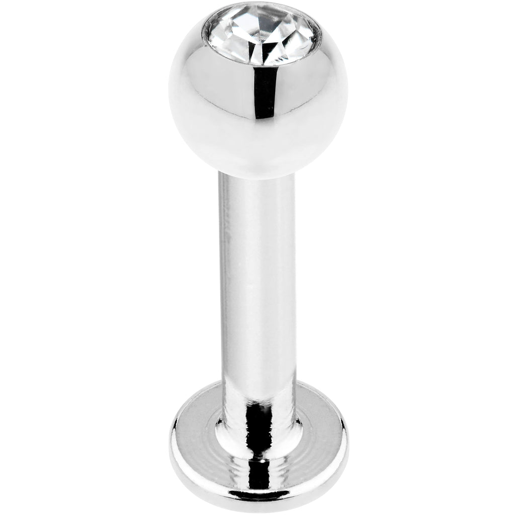 16G 5/16 14k White Gold CZ Ball Labret Tragus Cartilage