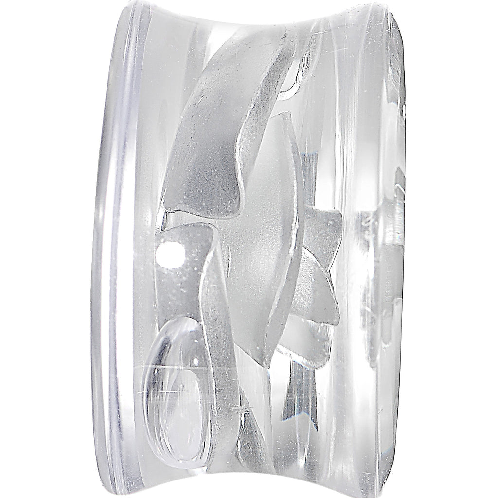 18mm Clear Acrylic Floating Silver Metallic Rose Flower Plug