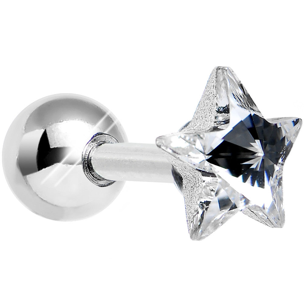 18G 1/4 Crystalline Gem Gleaming Star Tragus Cartilage Earring