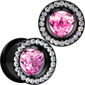 13mm Pink Heart Insert Anodized Titanium Internally Threaded Plug Set
