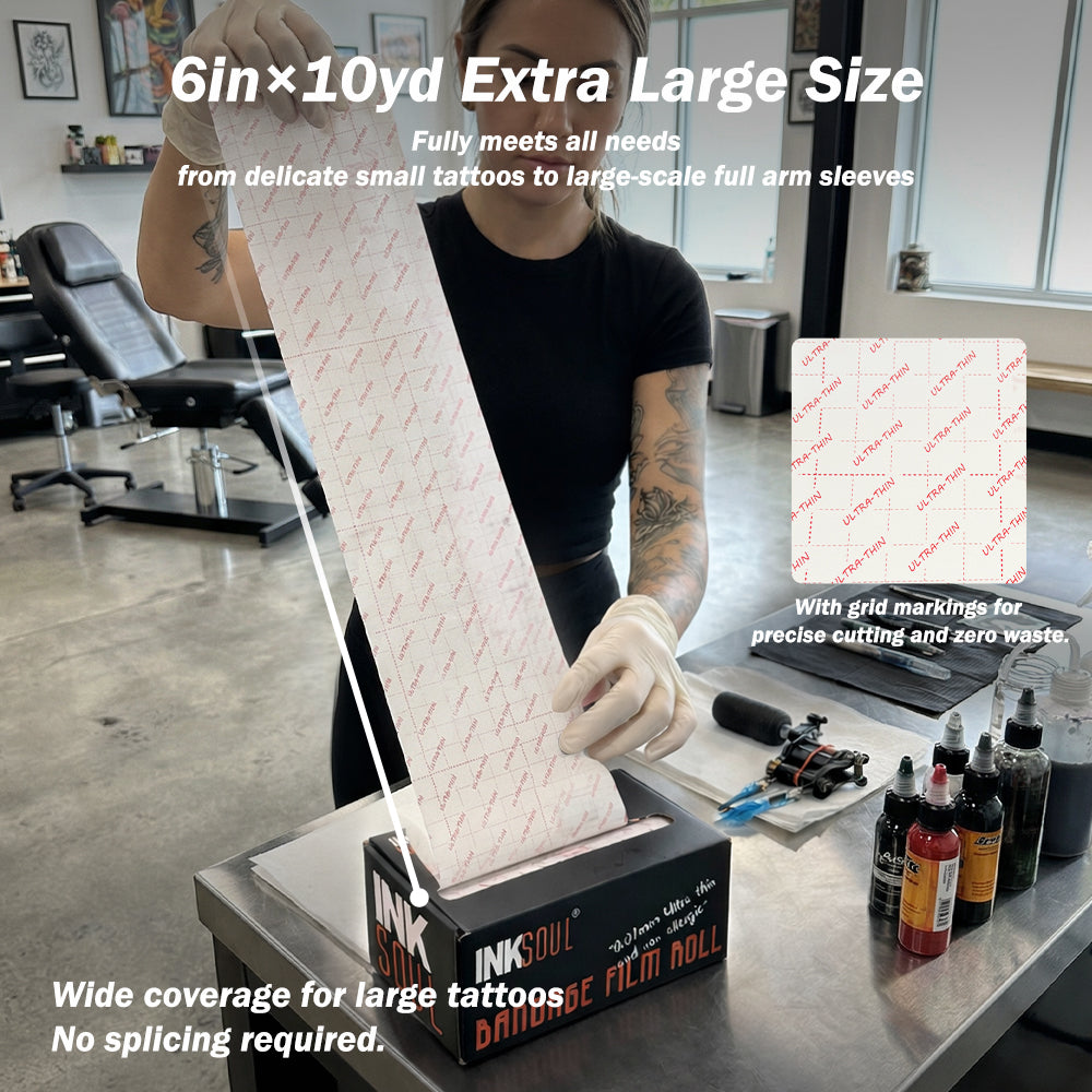 INKSOUL® Tattoo Aftercare Bandage Film 0.01mm ultrathin Roll 6in X 10yd