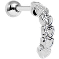 16G 1/4 Stainless Steel Falling Hearts Tragus Cartilage Earring