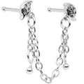 20G 1/4 Autumn Fall Leaves Chain Dangle Double Nose Bone