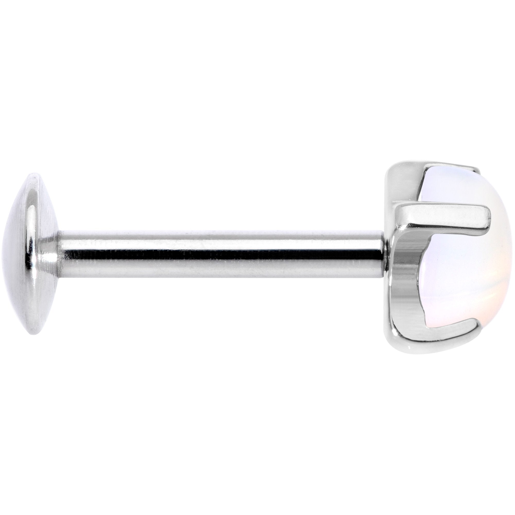 16G 5/16 White Opalite Internally Threaded Labret Monroe Tragus