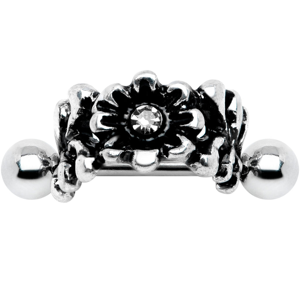 16G 3/8 Clear Gem Floral Wreath Cuff Cartilage Earring