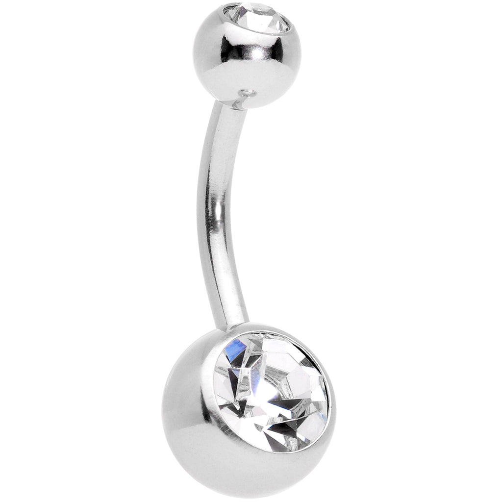 Clear Gem Gold Tone Red Holiday Cupcake Belly Ring Set of 4