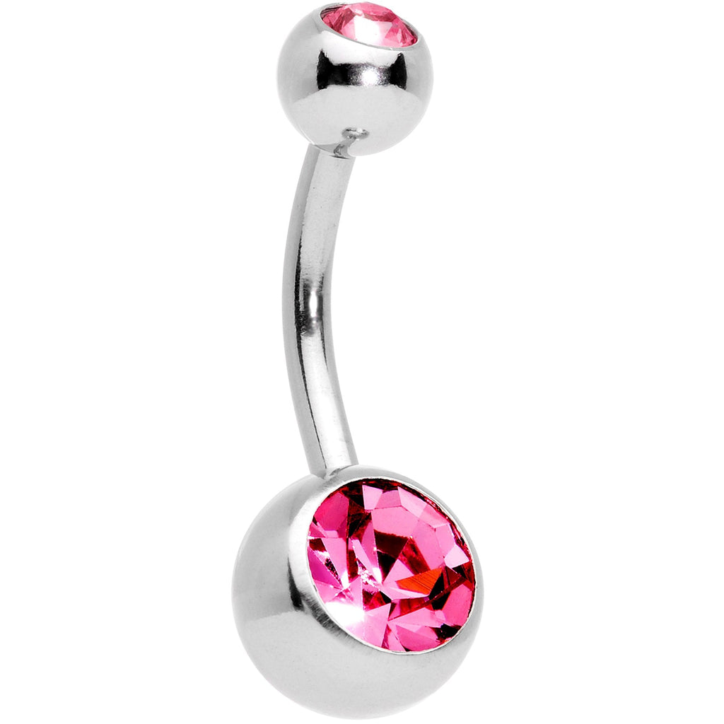Pink Gem Valentines Day Winged Heart Belly Ring Set of 4