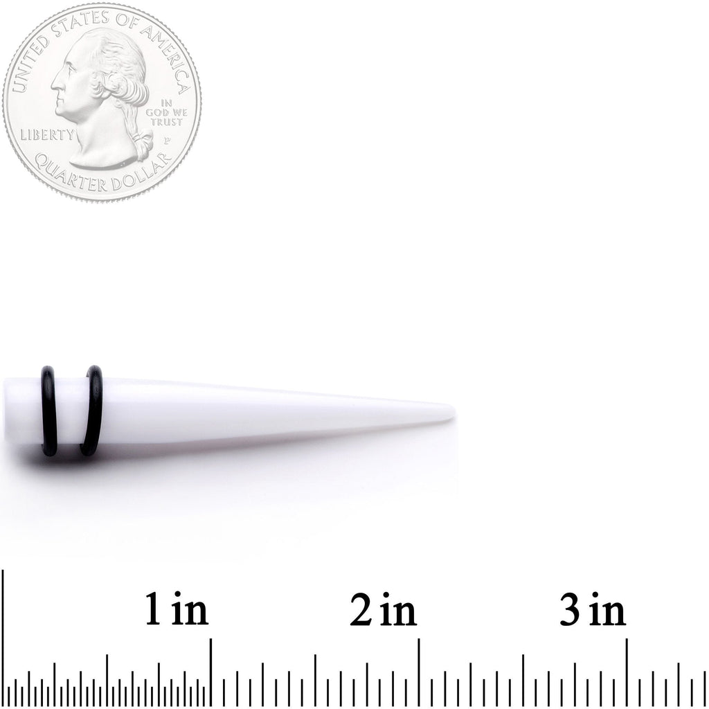 White Acrylic Straight Taper Set Available in Sizes  14G to 00G