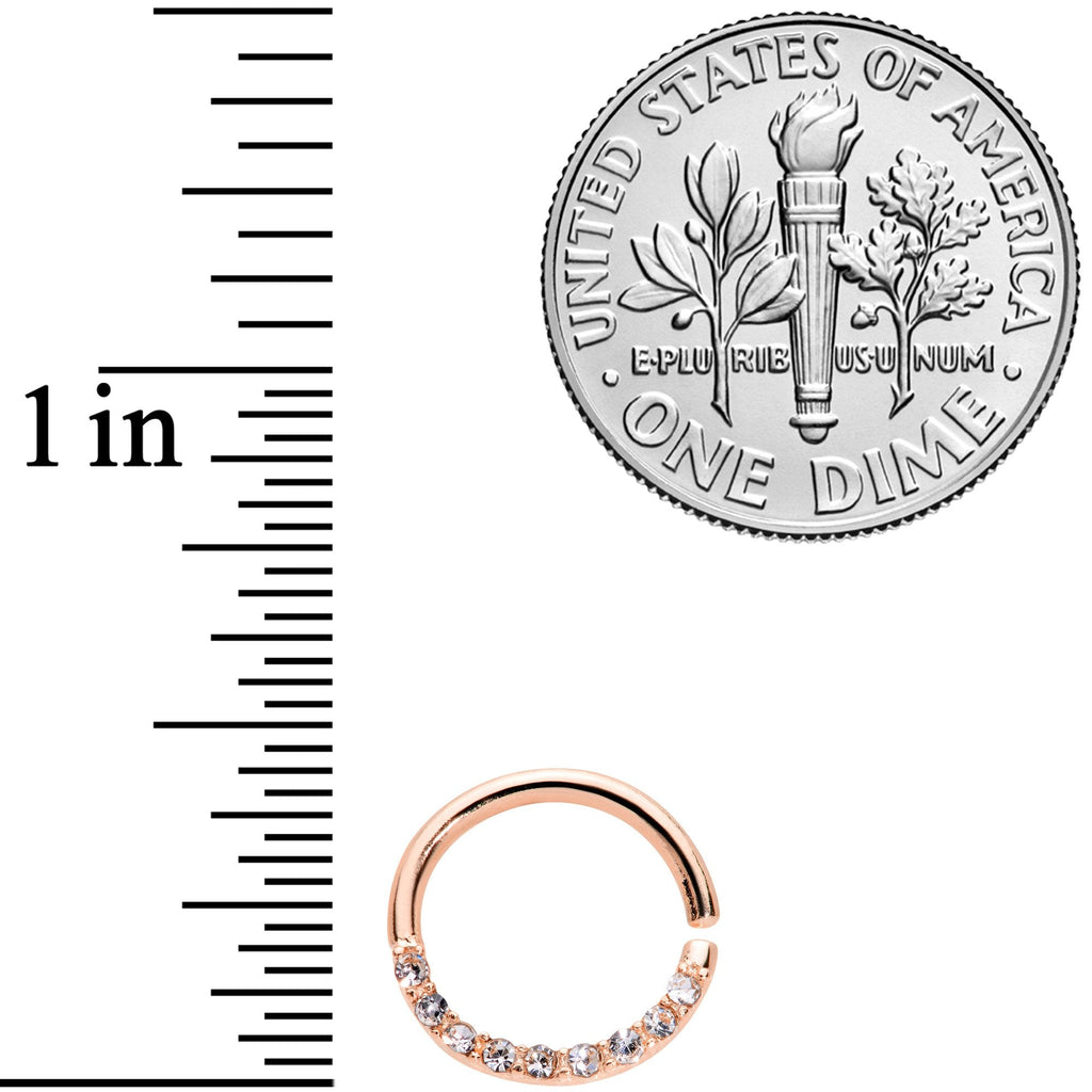 16G 5/16 Clear Gem Rose Gold Tone Elegance Seamless Circular Ring