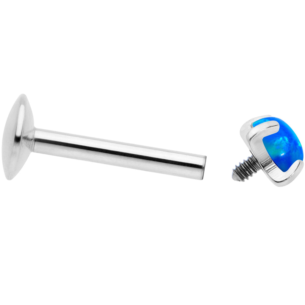 16G 5/16 3mm Blue Syn Opal G23 Titanium Internal Thread Labret