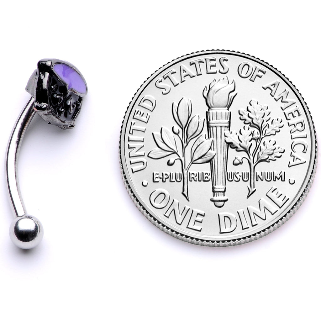 16G 5/16 Black Purple Cauldron Halloween Curved Eyebrow Ring