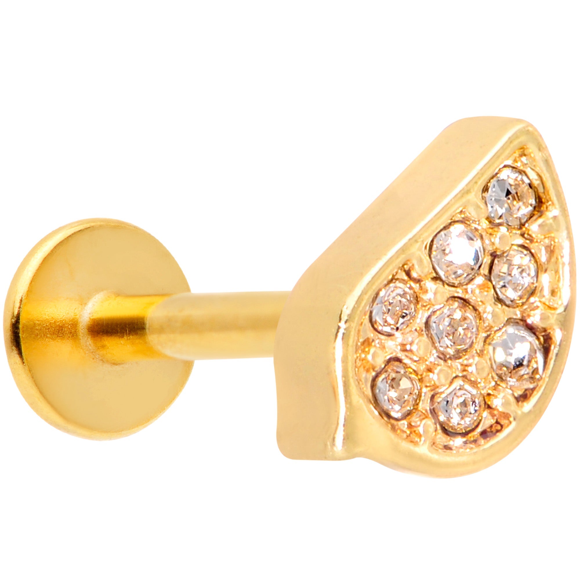 16G 5/16 Clear CZ Gem Gold Tone Swirl Labret Monroe Tragus