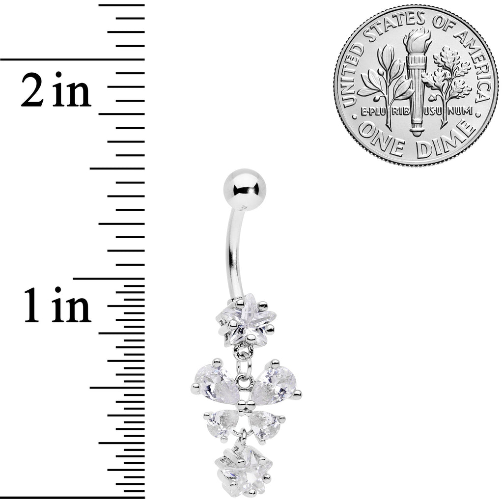 Clear Gem Star Bow Dangle Belly Ring