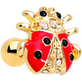 16G 1/4 Clear Black Gem Gold Tone Ladybug Cartilage Tragus Earring