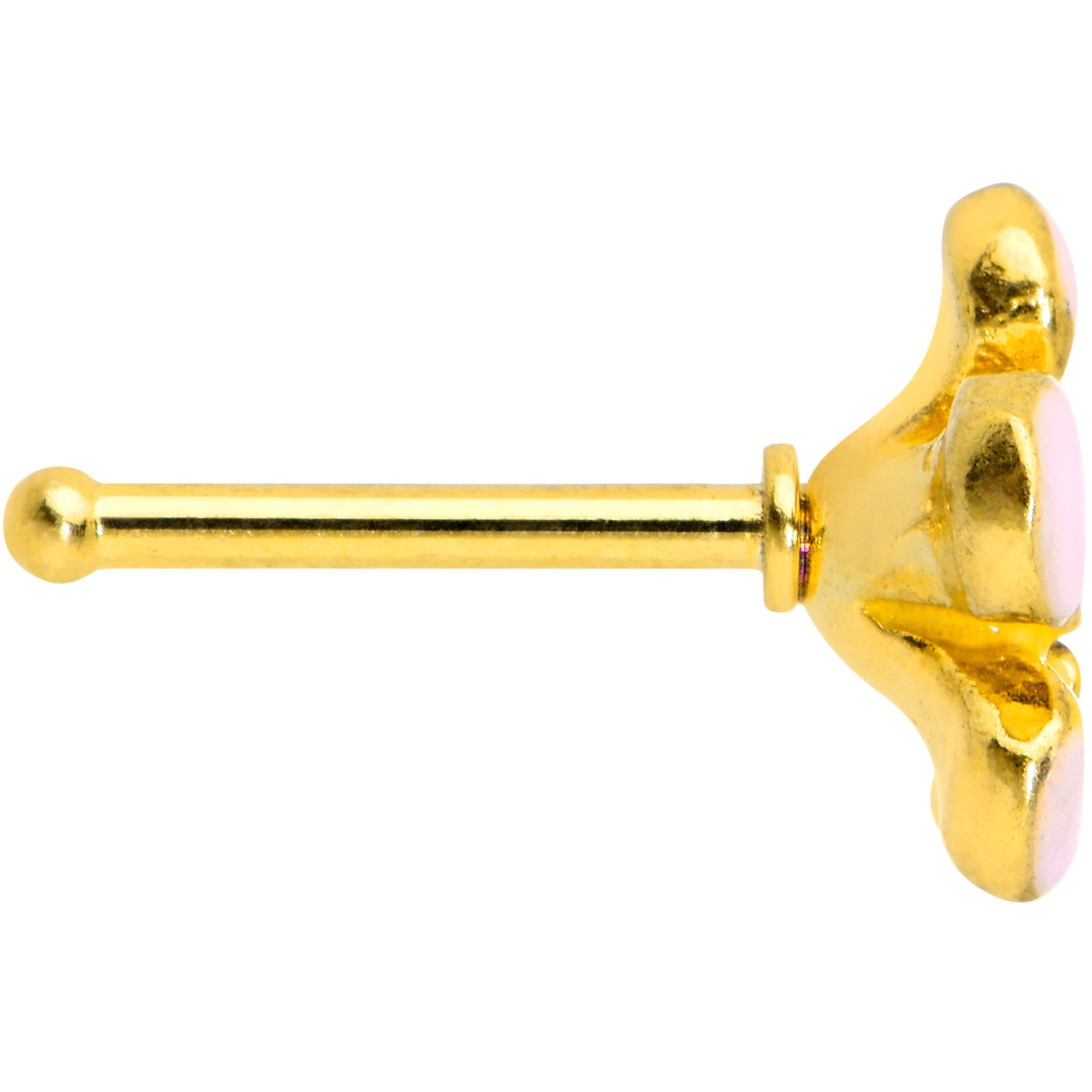 20G 1/4 Clear Gem Gold Tone Pretty Little Flower Nose Bone