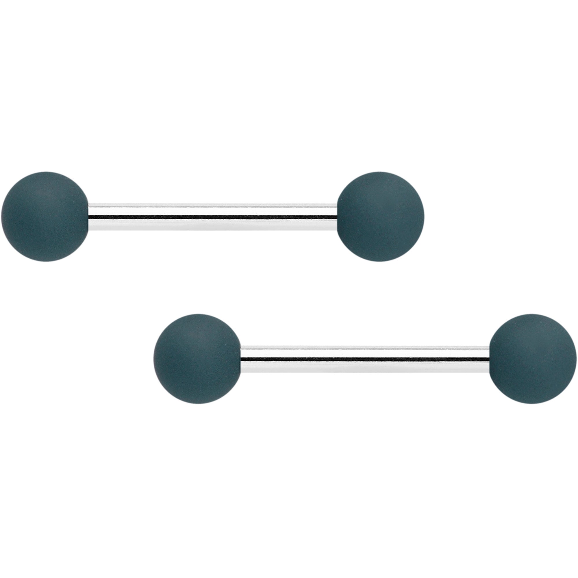 14G 9/16 Graceful Grey Matte Barbell Nipple Ring Set