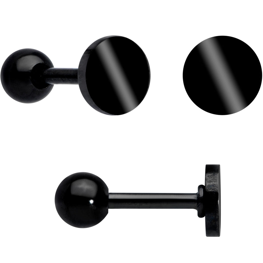 18G Clear CZ Gem Black Heart Cartilage Tragus Set of 8