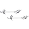 14G 9/16 Clear Gem Elegant Swirl Barbell Nipple Ring Set