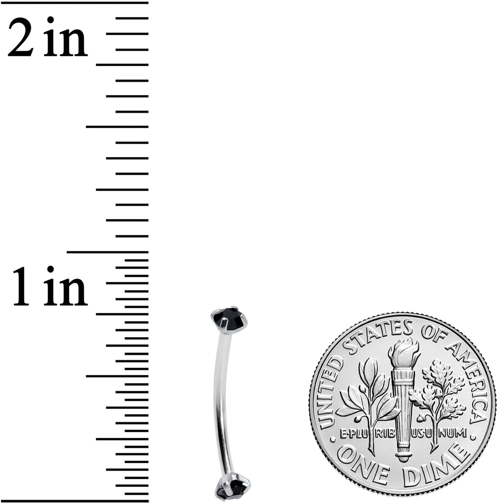16G 9/16 Black CZ Gem End Curved Barbell