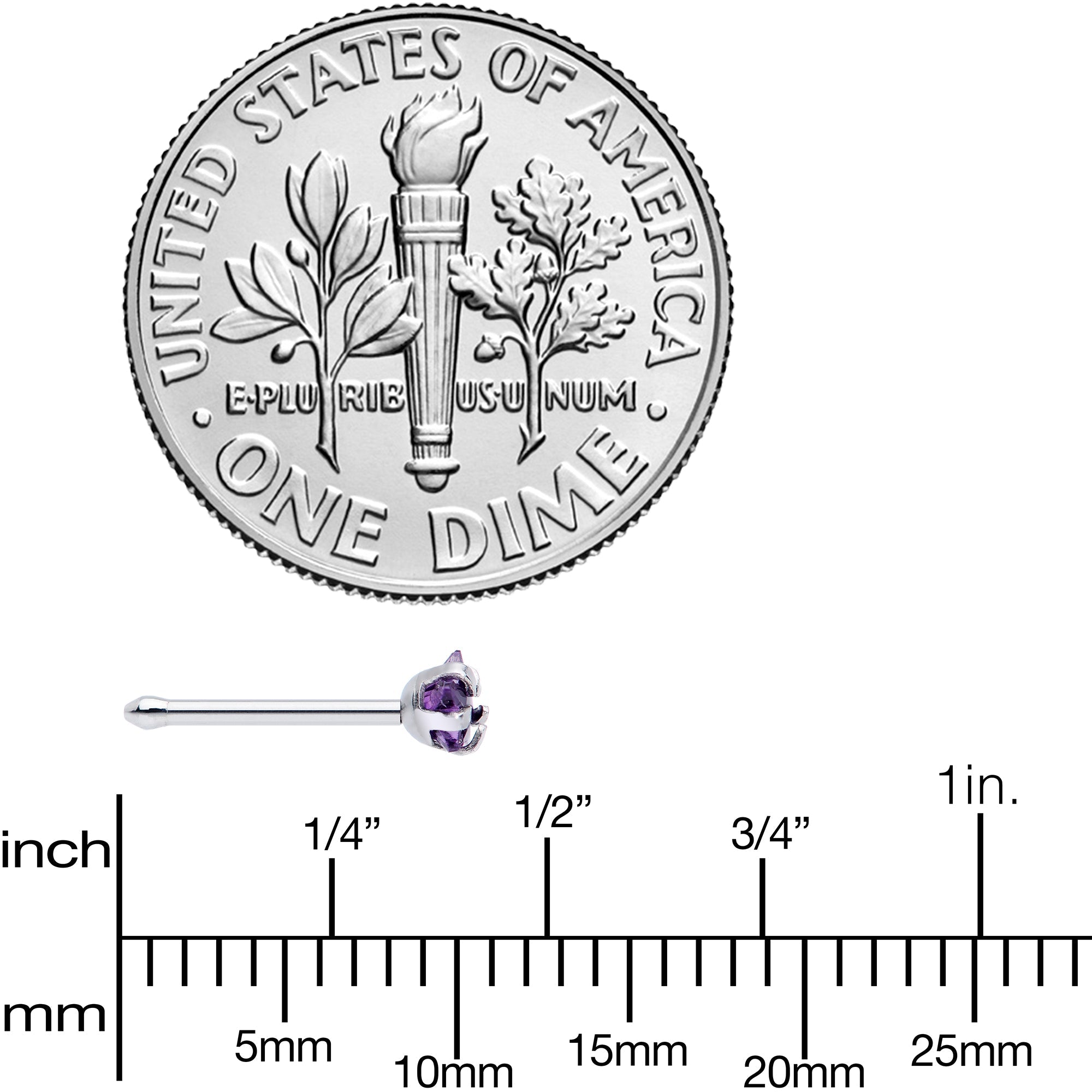 20G 5/16 Purple CZ Gem Star Nose Bone 3mm