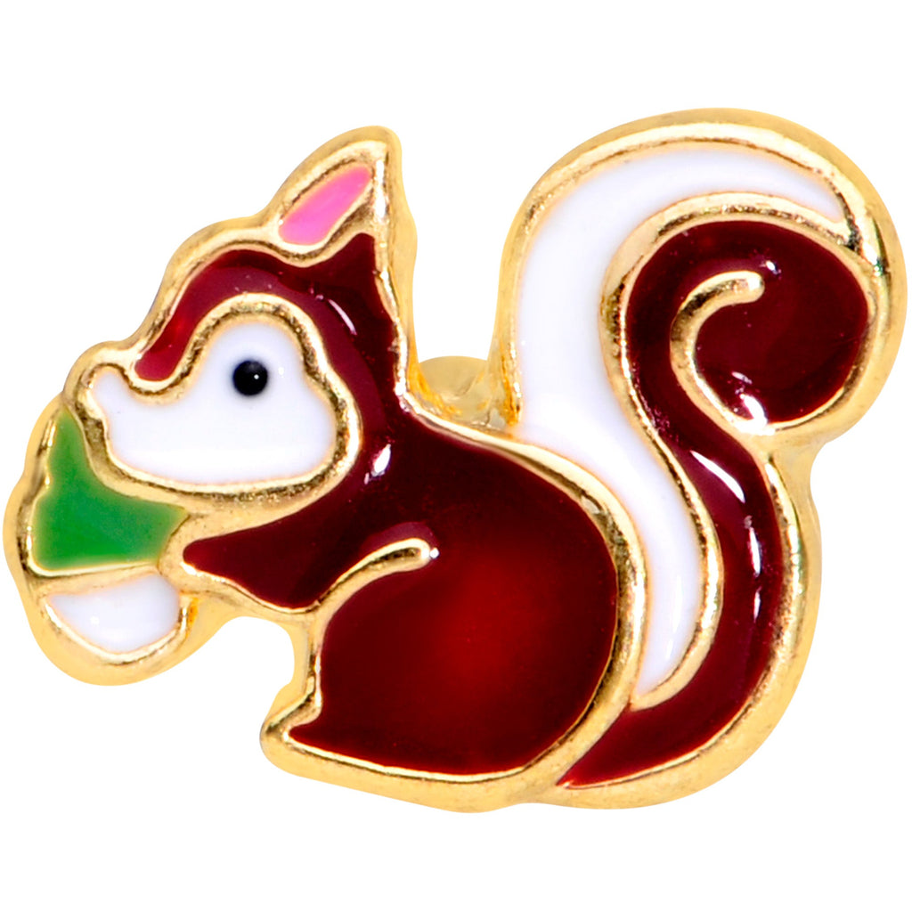 16G 1/4 Gold Tone Snacking Squirrel Cartilage Tragus Earring