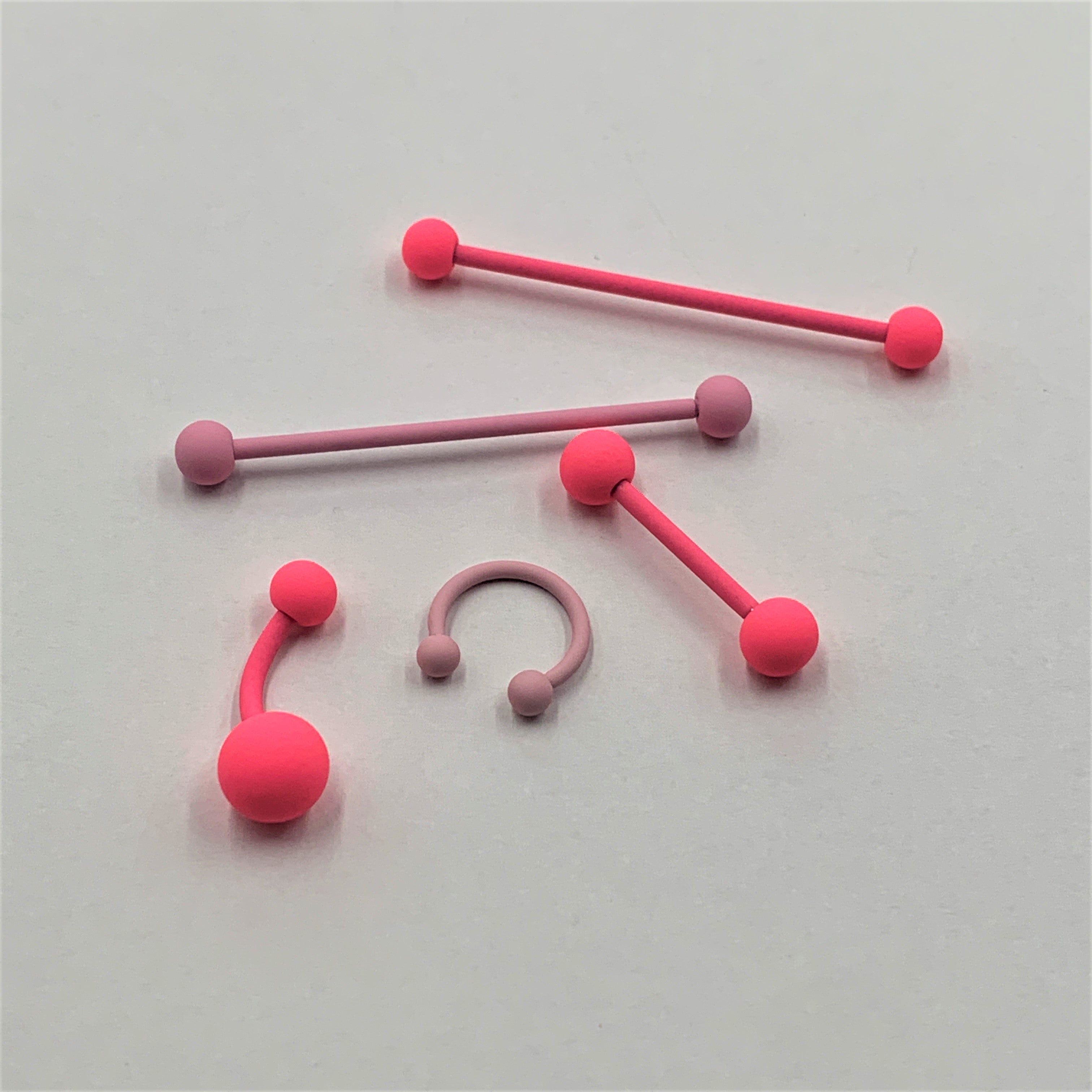 14G Hot Hot Pink Matte Industrial Barbell 38mm