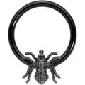 16G 3/8 Black Creepy Insect Halloween Hinged Segment Ring