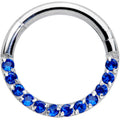 16G 5/16 Deep Blue Gem Paved Elegance Hinged Segment Ring