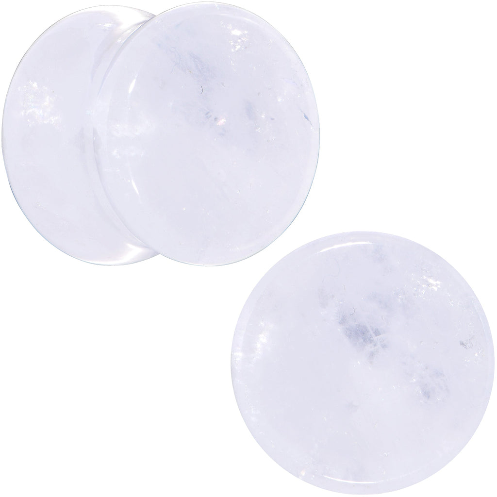 White Cloudy Quartz Double Flare Plug Set