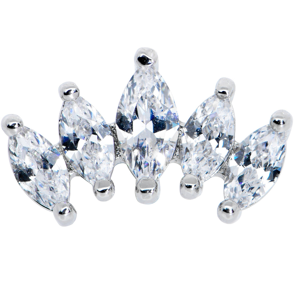 16G 5/16 Clear CZ Gem Fan Internally Thread Labret Monroe Tragus
