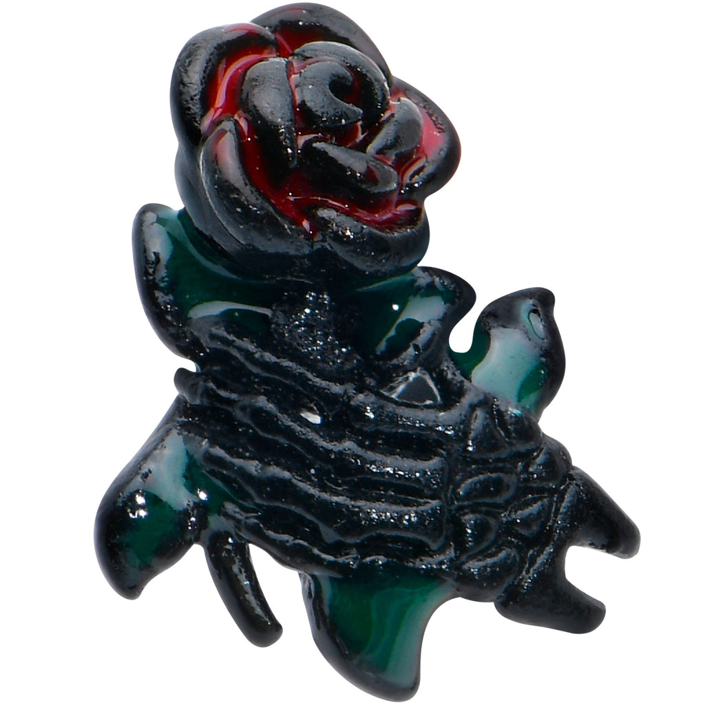 16G 5/16 Black Skeleton Flower Halloween Labret Monroe Tragus