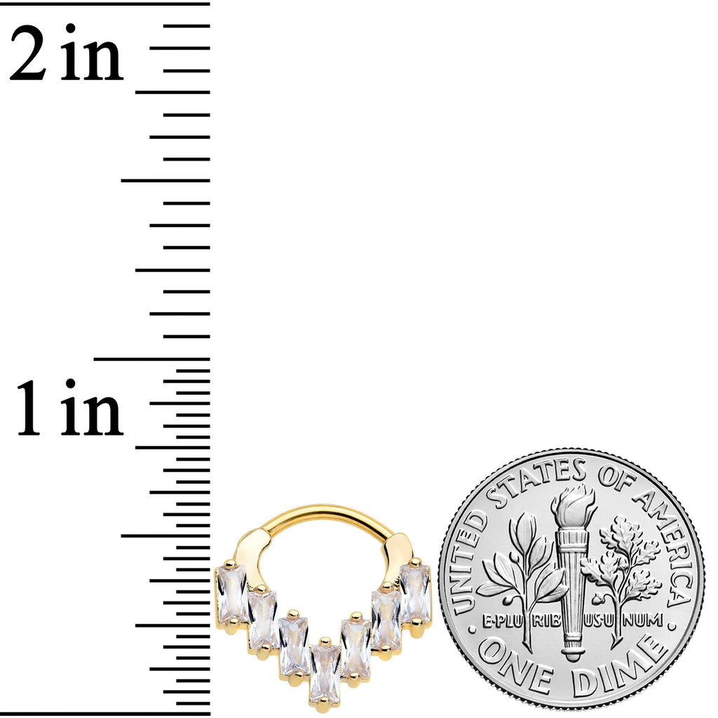 16G 5/16 Clear CZ Gem Gold Tone Chandelier Cartilage Clicker