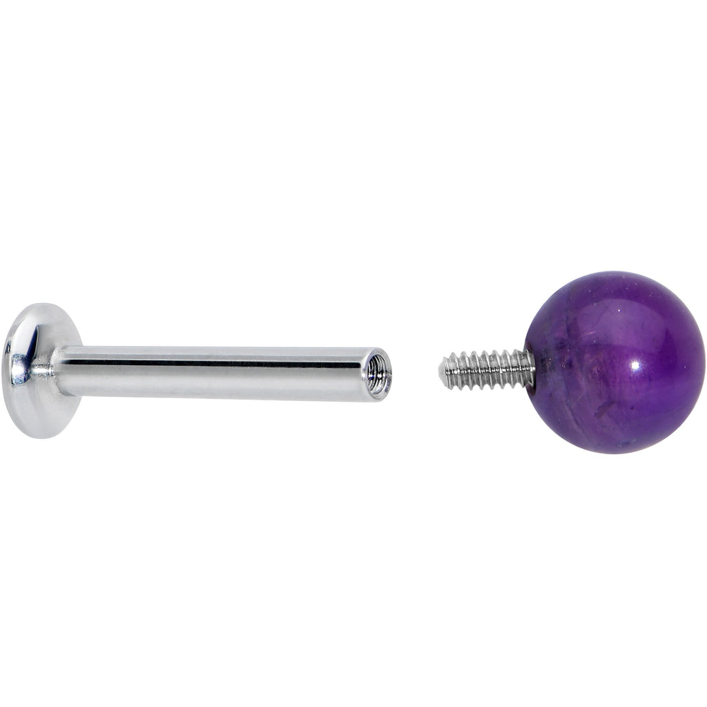 16G 5/16 Elegant Purple Amethyst Internal Threaded Labret Tragus