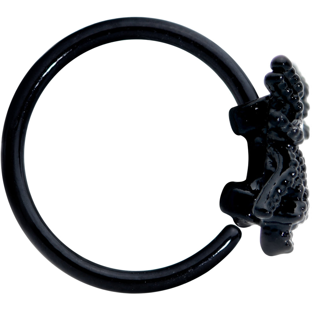 20G 5/16 Yellow Gem Black Nubbly Spider Halloween Nose Hoop