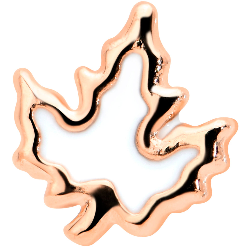 16G 5/16 Rose Gold Tone Fall White Maple Leaf Labret Tragus