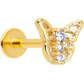 16G 5/16 Clear CZ Gem Gold Tone Open Butterfly Labret Tragus