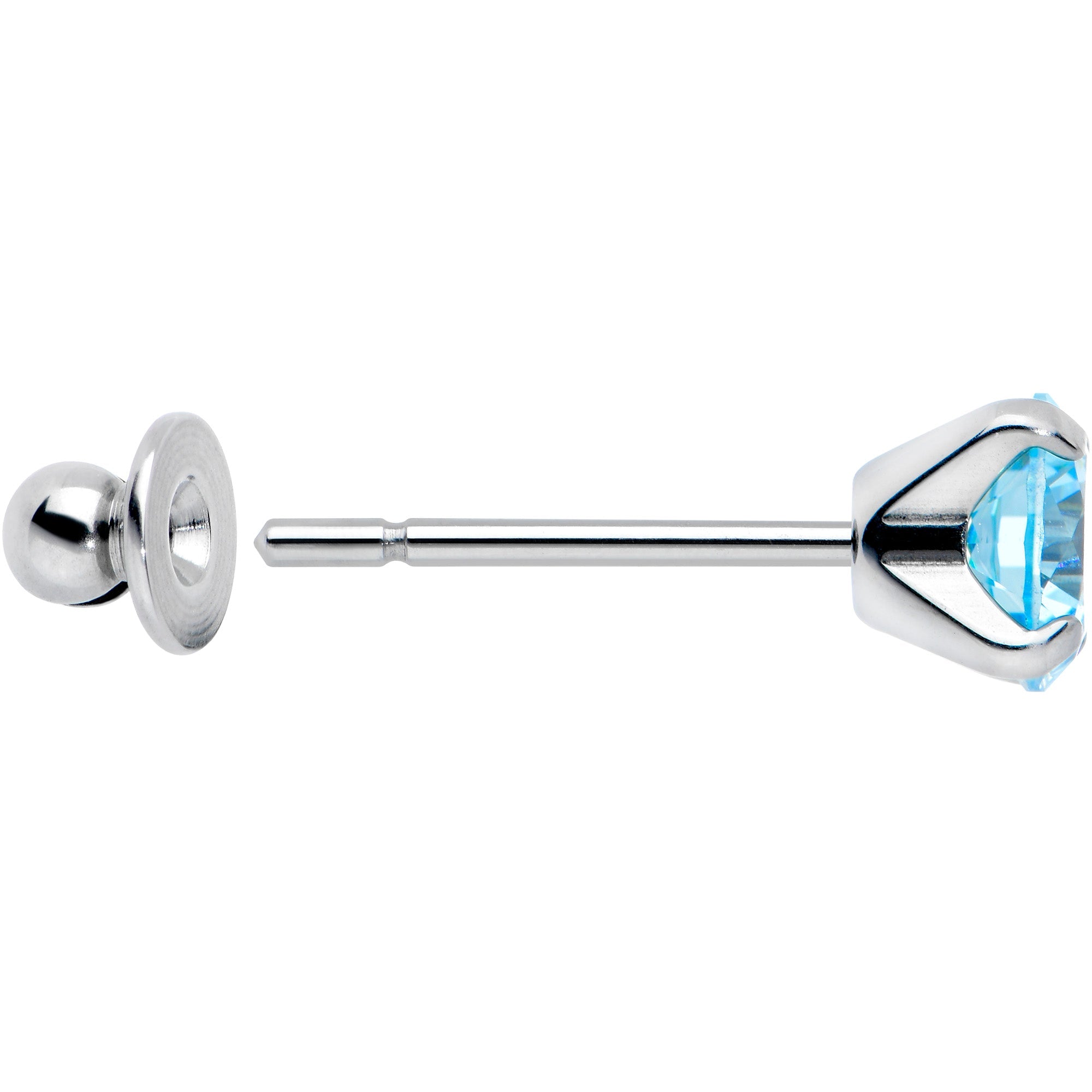 Blue CZ Gem 5mm G23 Titanium Post Stud Earrings