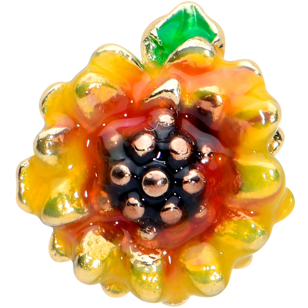 16G 5/16 Gold Tone Summer Sunflower Labret Monroe Tragus