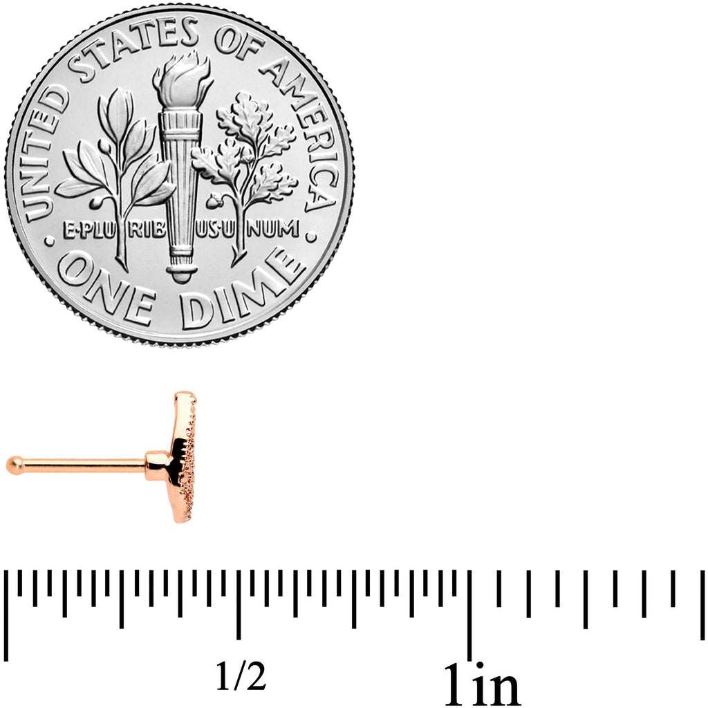 20G 1/4 Rose Gold tone Textured Butterfly Wing Nose Bone