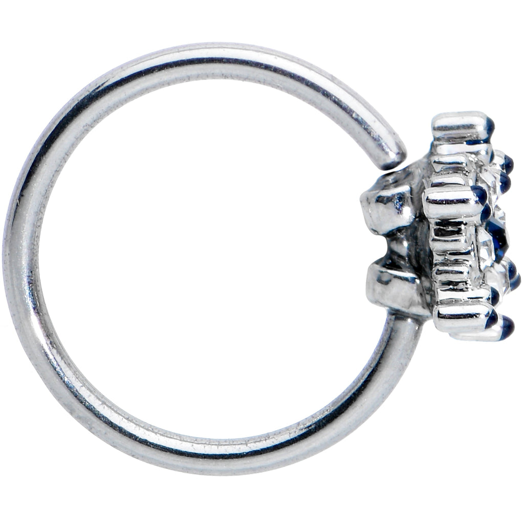 20G 5/16 Clear Blue Gem Festive Snowflake Nose Hoop