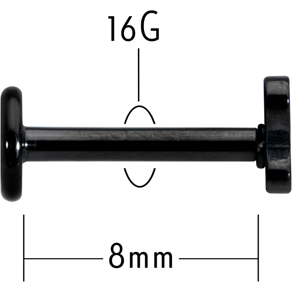 16G 5/16 Black Simple Butterfly Internally Threaded Labret Tragus