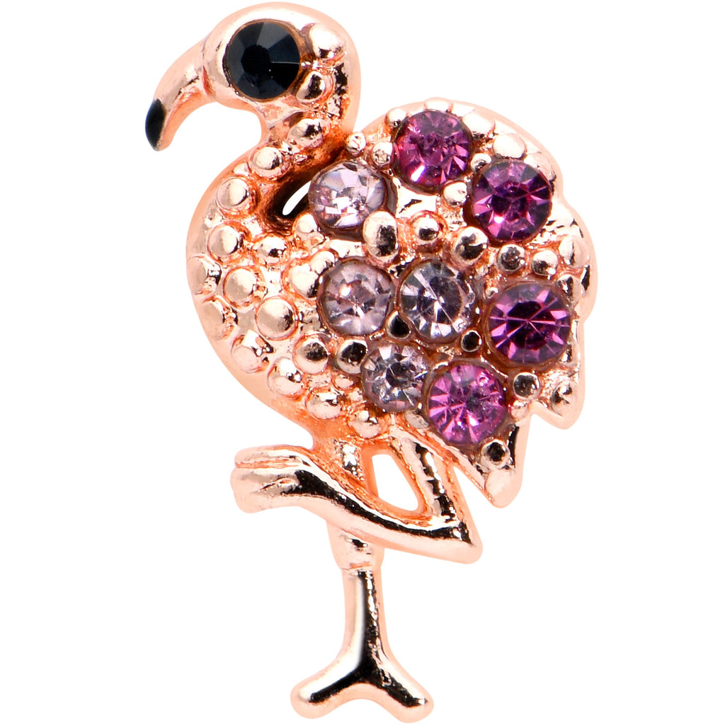 16G 1/4 Pink Gem Rose Gold Hue Fashion Flamingo Cartilage Tragus