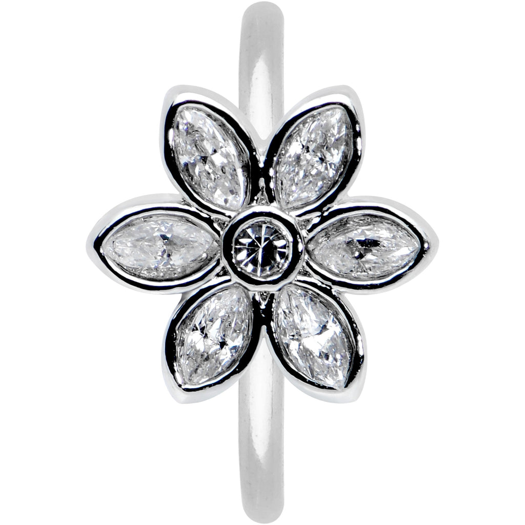 20G 5/16 Clear Gem Fancy Flower Seamless Nose Hoop