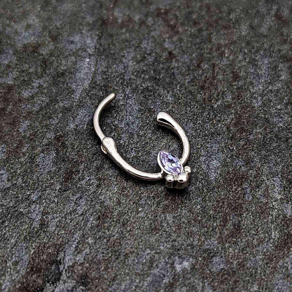 16G 5/16 Purple Gem Deco Oval Cartilage Clicker