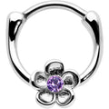 16G 5/16 Purple Gem Sweetheart Flower Cartilage Clicker