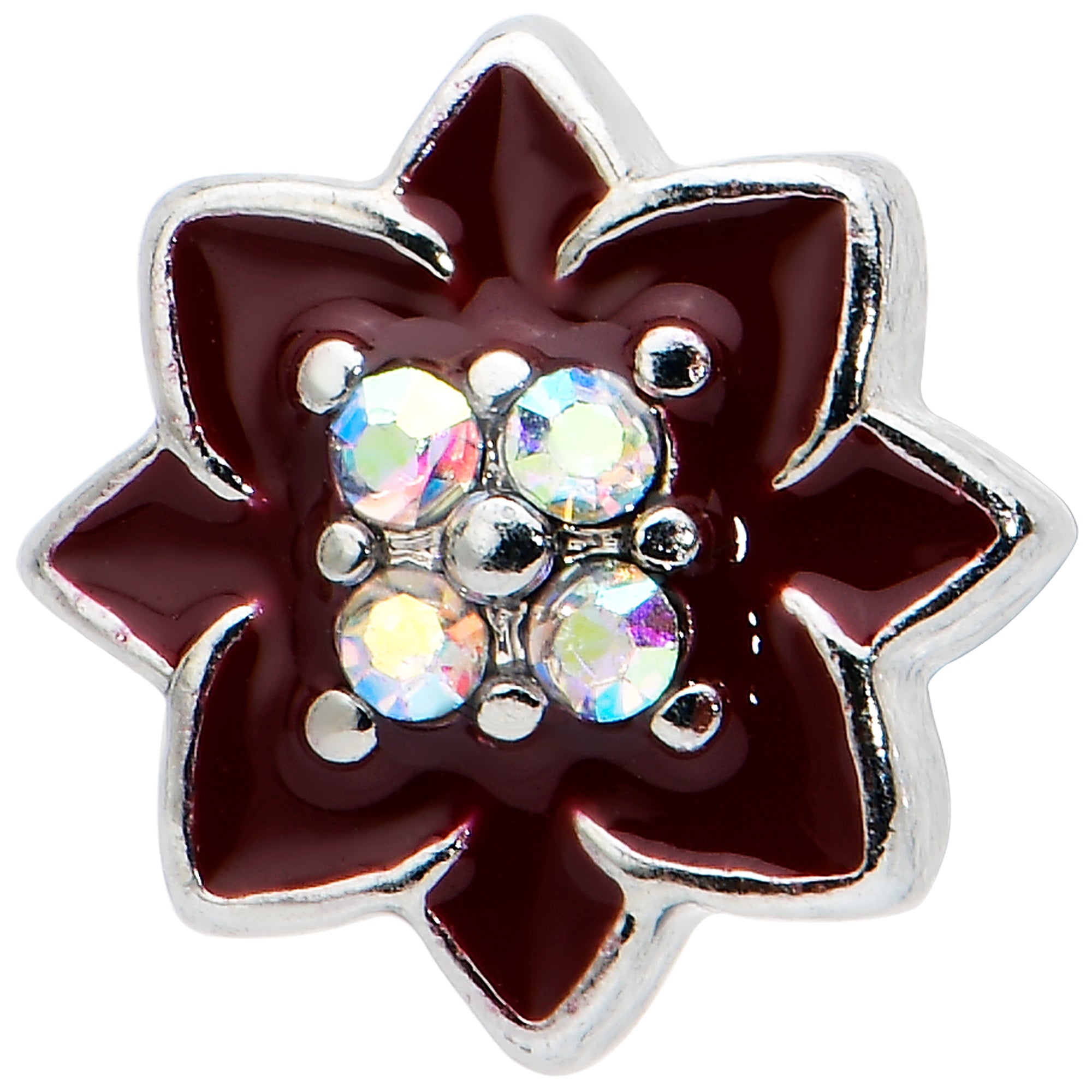 16G 1/4 Aurora Gem Poinsettia Flower Cartilage Tragus Earring