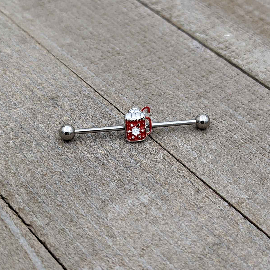 14G Sweet Hot Cocoa Marshmallow Holiday Industrial Barbell 38mm