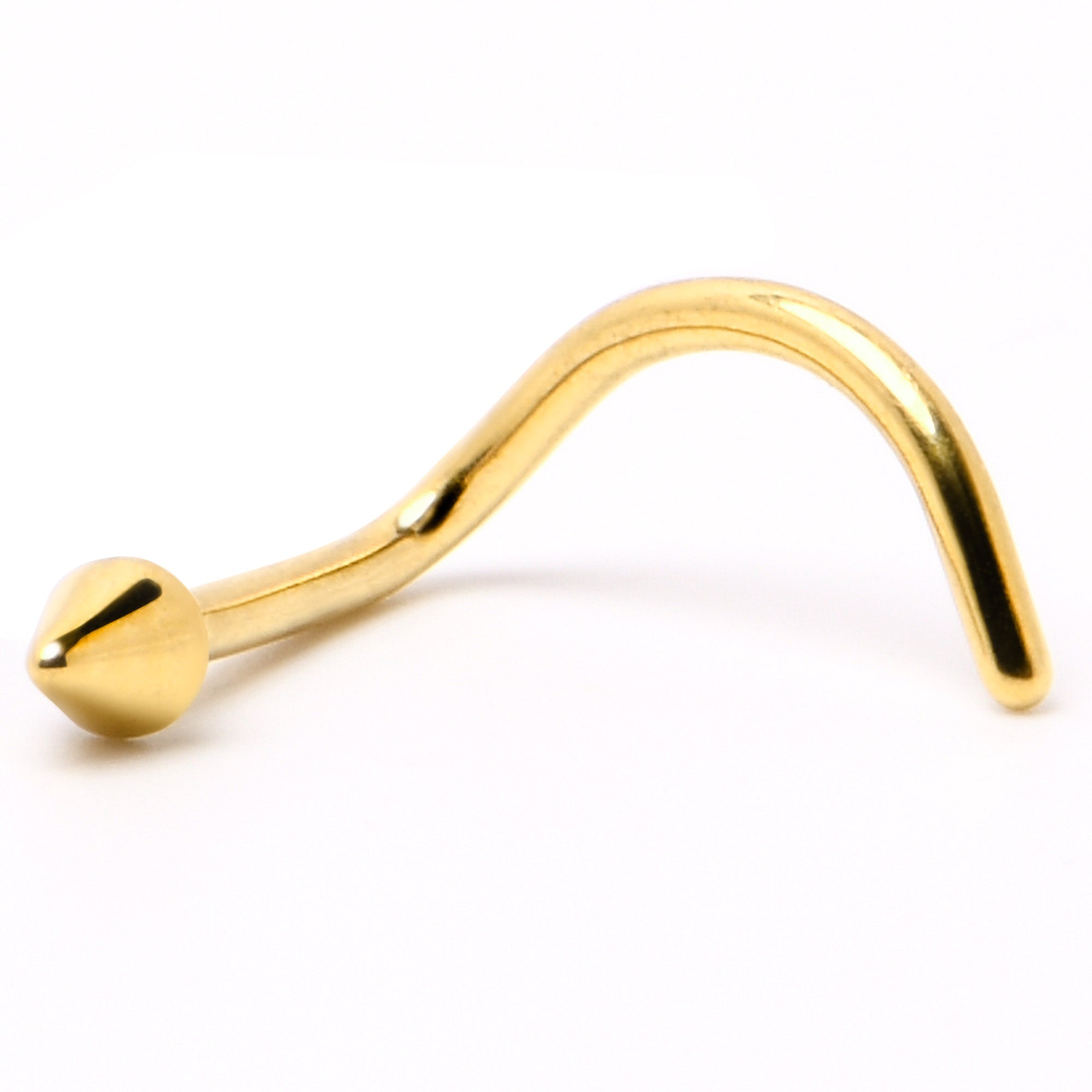 20G 1/4 Gold Hue ASTM F-136 Implant Grade Titanium Cone End Left Side Nose Screw