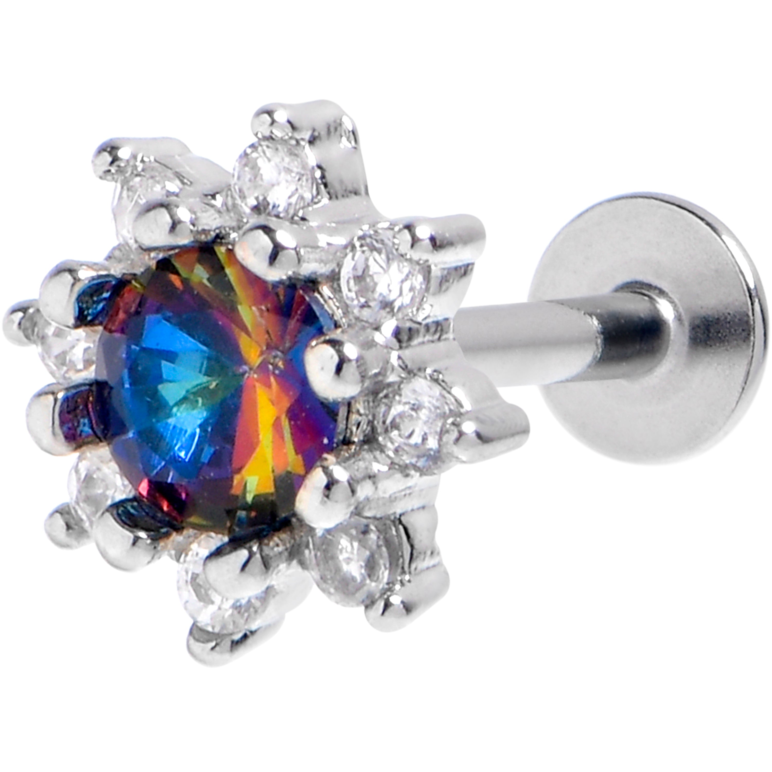 16G 1/4 Vitrail Clear Gem Baroque Sun Labret